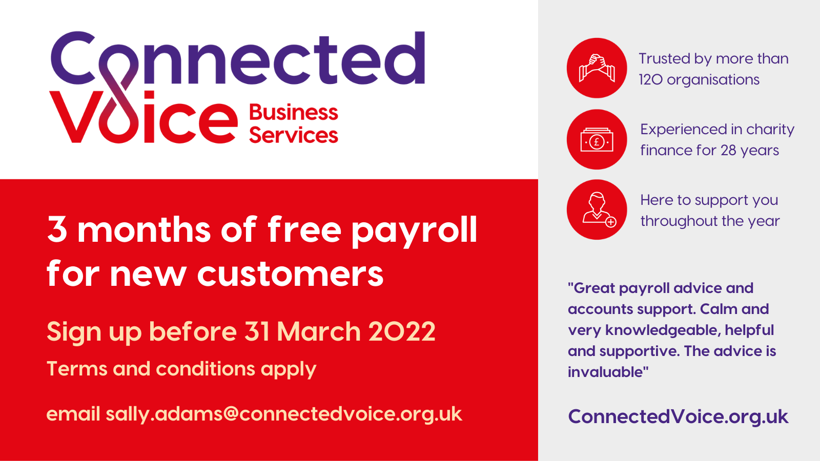 Image of the offer described above alongside Business Services logo