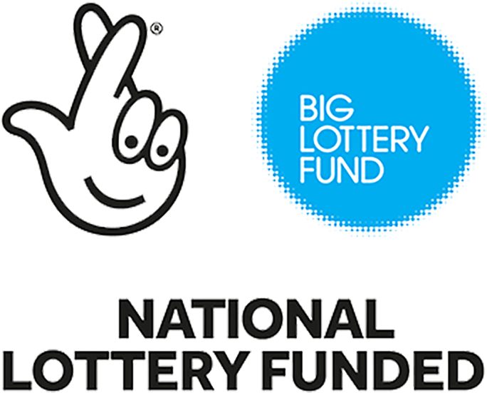 Lottery Logo: a cartoon hand with crossed fingers