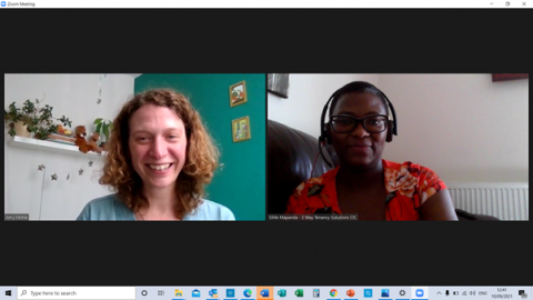 Screenshot of Zoom conversation between Sihle and Amy