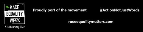 Race Equality Week logo - Proudly part of the movement #Action not just words