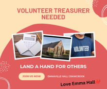 Volunteer Treasurer needed Emma Hall