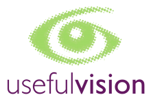picture of a green eye with the text useful vision beneath