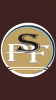 the letters P S F in a white and brown circle on a dark background