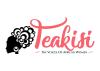Silhouette of a woman next to the word Teakisi in pink letters and underneath the words, the voices of african women